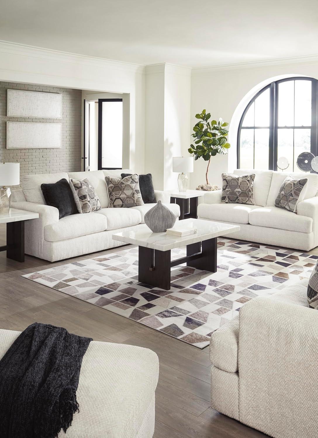 imageSignature Design by Ashley Karinne Contemporary Upholstered Oversized Accent Ottoman with NonSkid Legs WhiteWhite