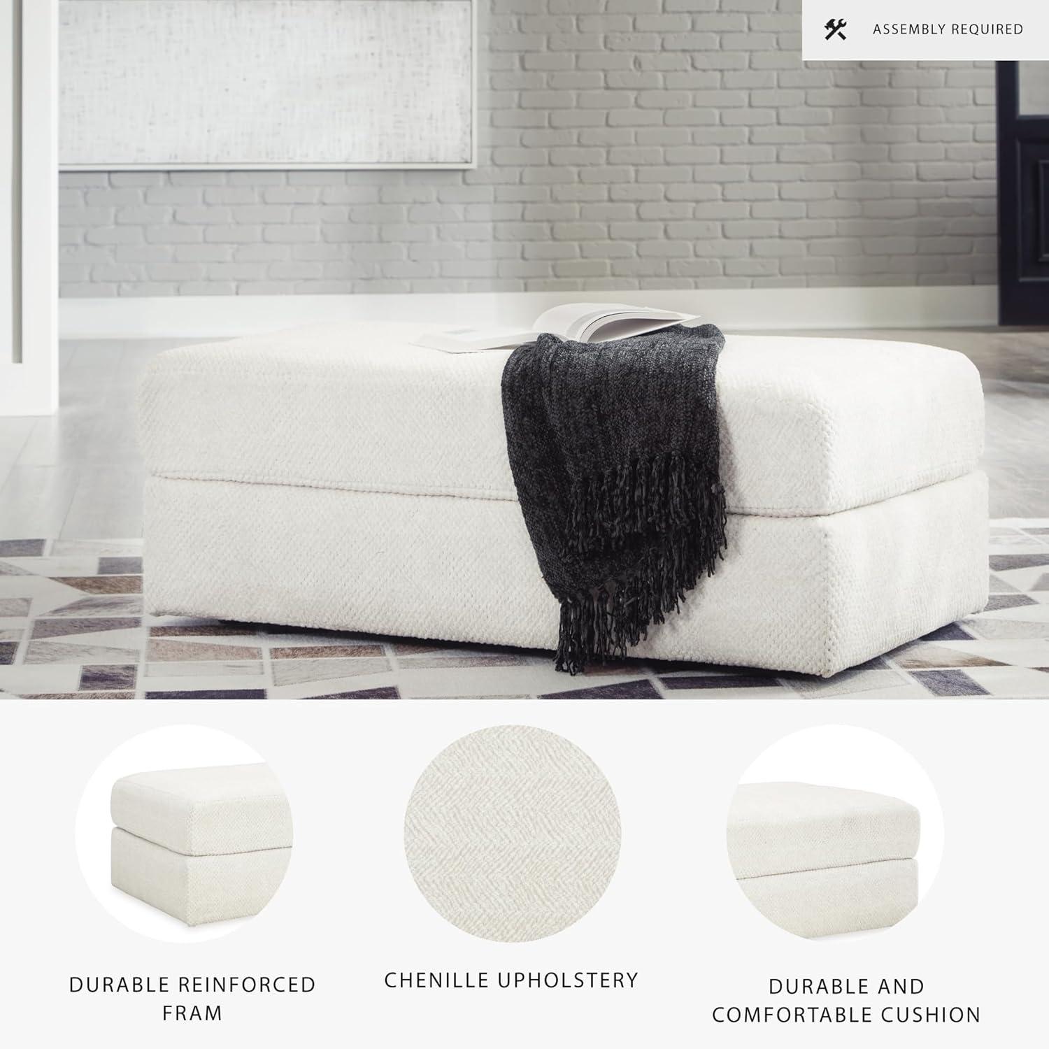 imageSignature Design by Ashley Karinne Contemporary Upholstered Oversized Accent Ottoman with NonSkid Legs WhiteWhite