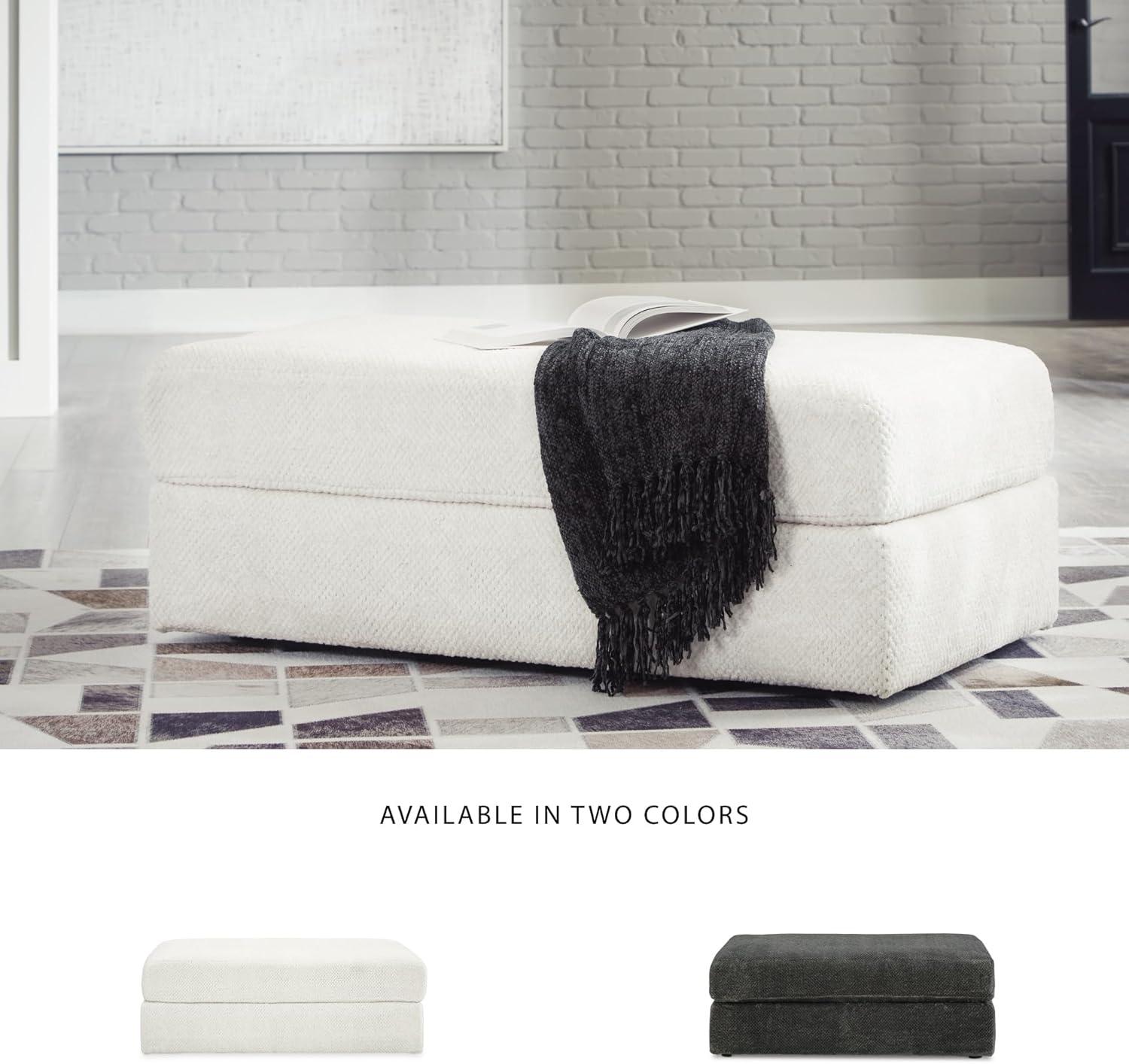 imageSignature Design by Ashley Karinne Contemporary Upholstered Oversized Accent Ottoman with NonSkid Legs WhiteWhite
