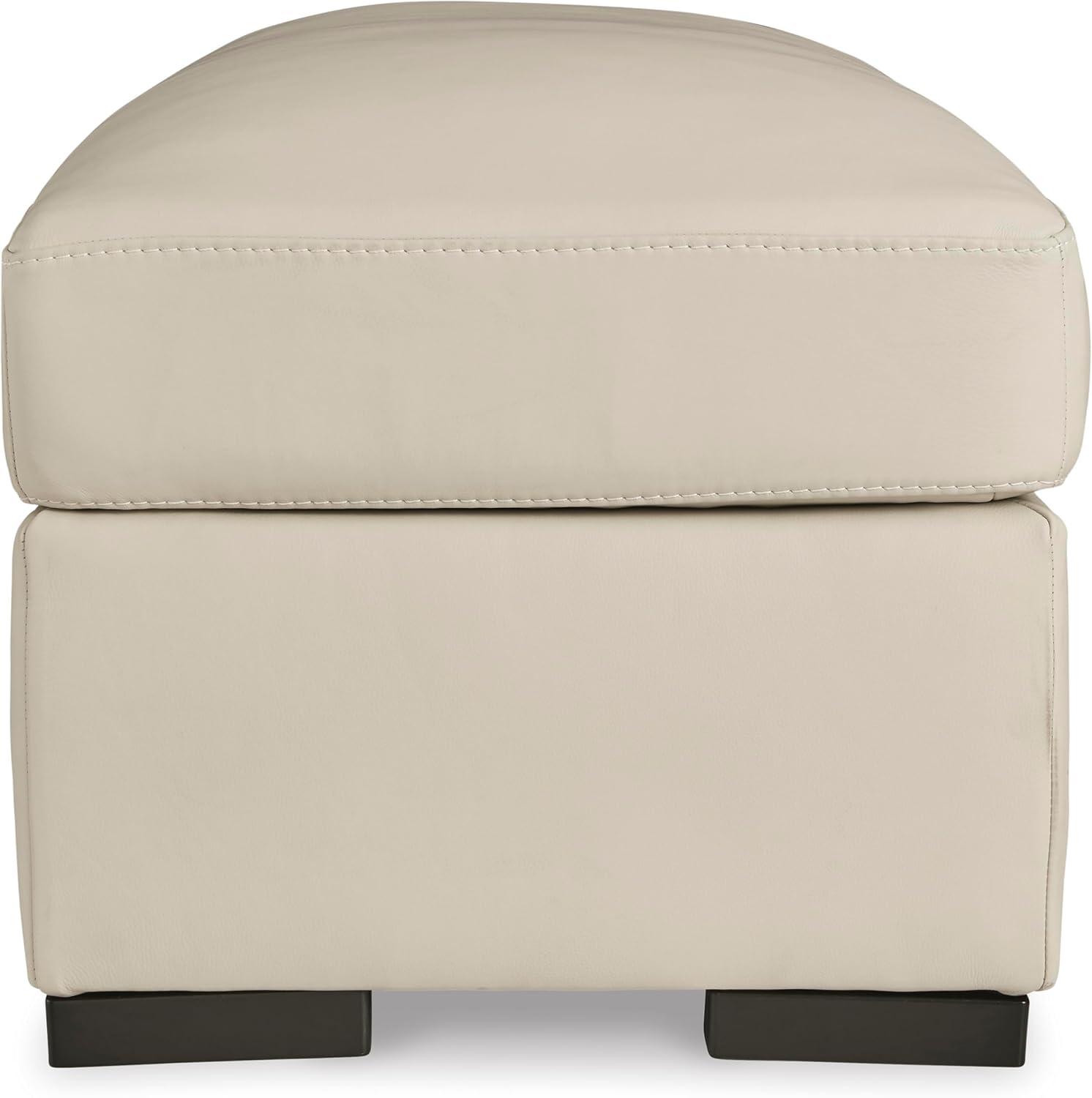 imageSignature Design by Ashley Treasure Trove Contemporary Leather Match Rectangular Ottoman for Living Room Beige