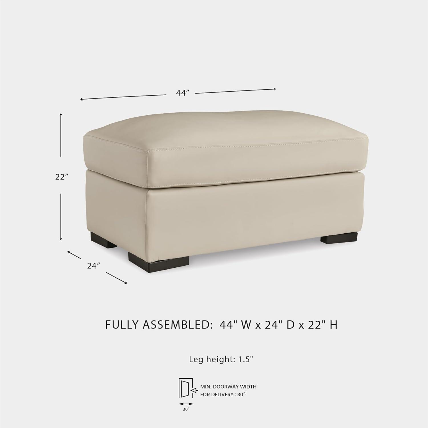 imageSignature Design by Ashley Treasure Trove Contemporary Leather Match Rectangular Ottoman for Living Room Beige