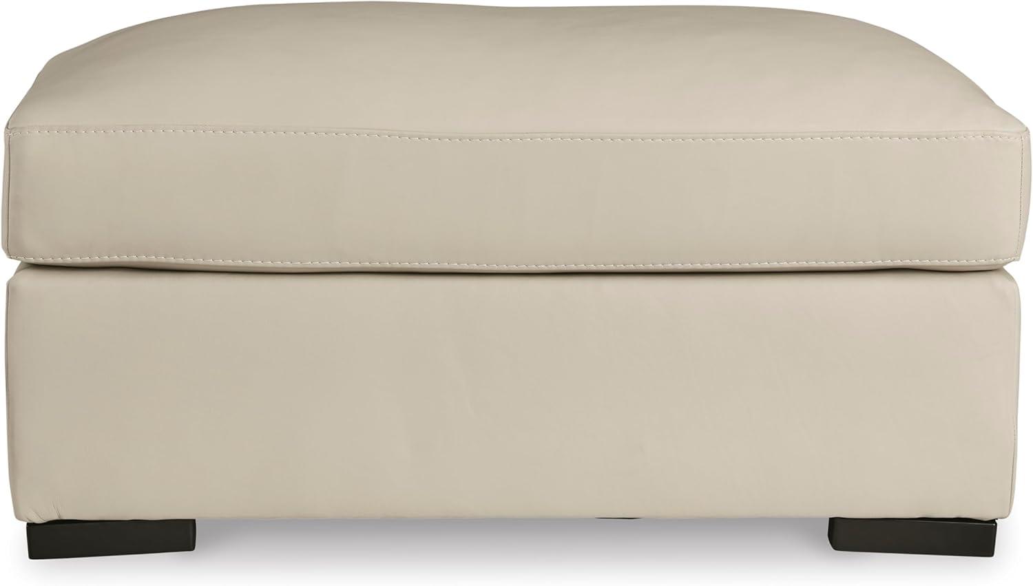 imageSignature Design by Ashley Treasure Trove Contemporary Leather Match Rectangular Ottoman for Living Room Beige