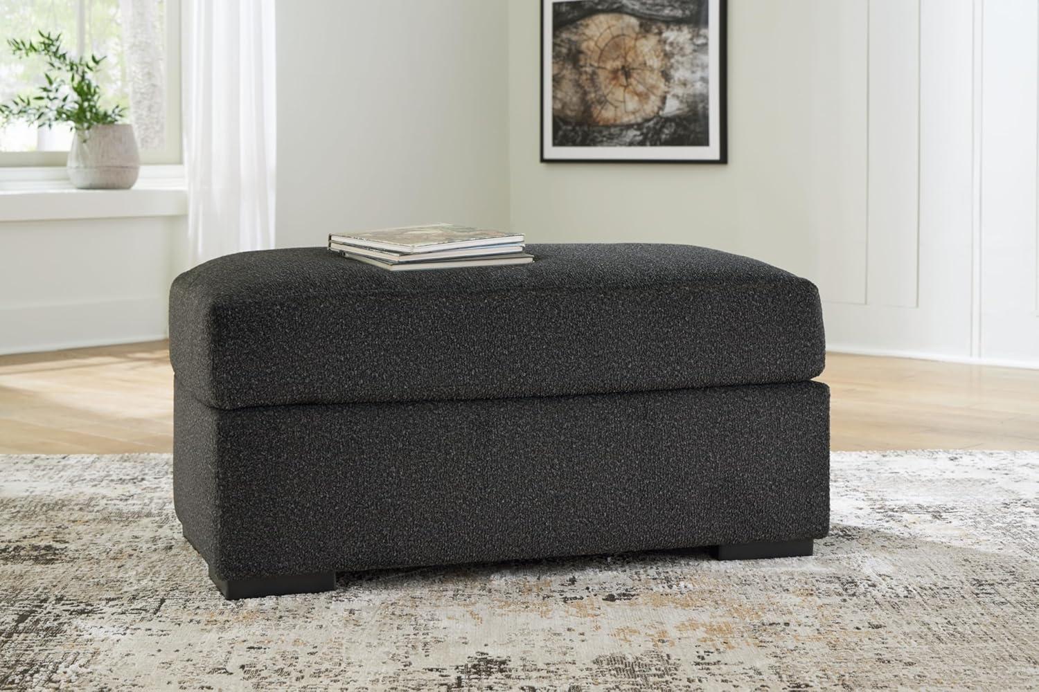 imageSignature Design by Ashley Wryenlynn Contemporary Upholstered Rectangular Ottoman Black