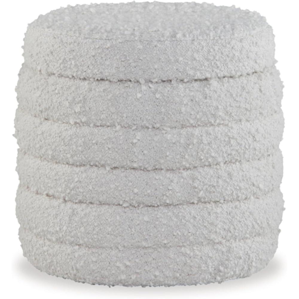 imageSignature Design by Ashley Duntler Modern Round Upholstered Storage Ottoman with Removable Top White