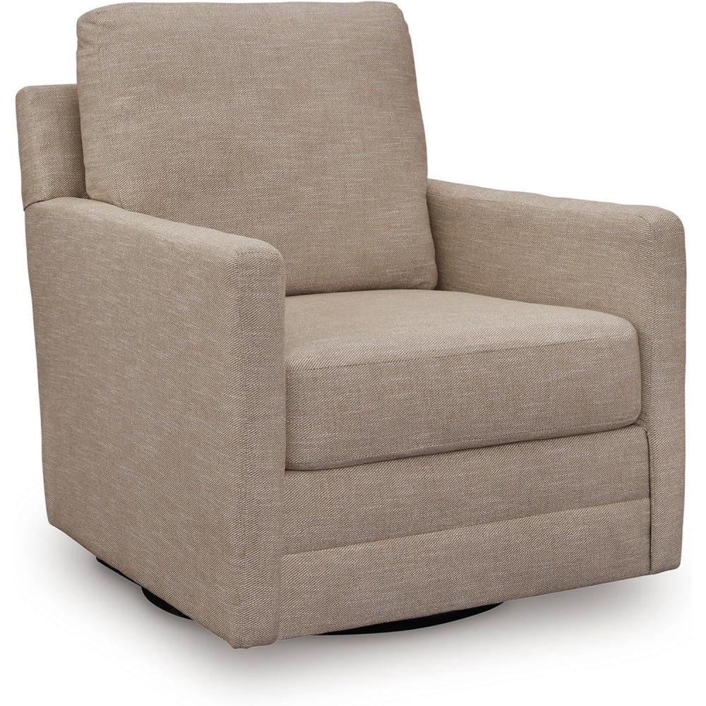 imageSignature Design by Ashley Freybourne NextGen Nuvella Casual Stain Resistant Swivel Accent Chair with Reversible Cushions Light BrownBeige
