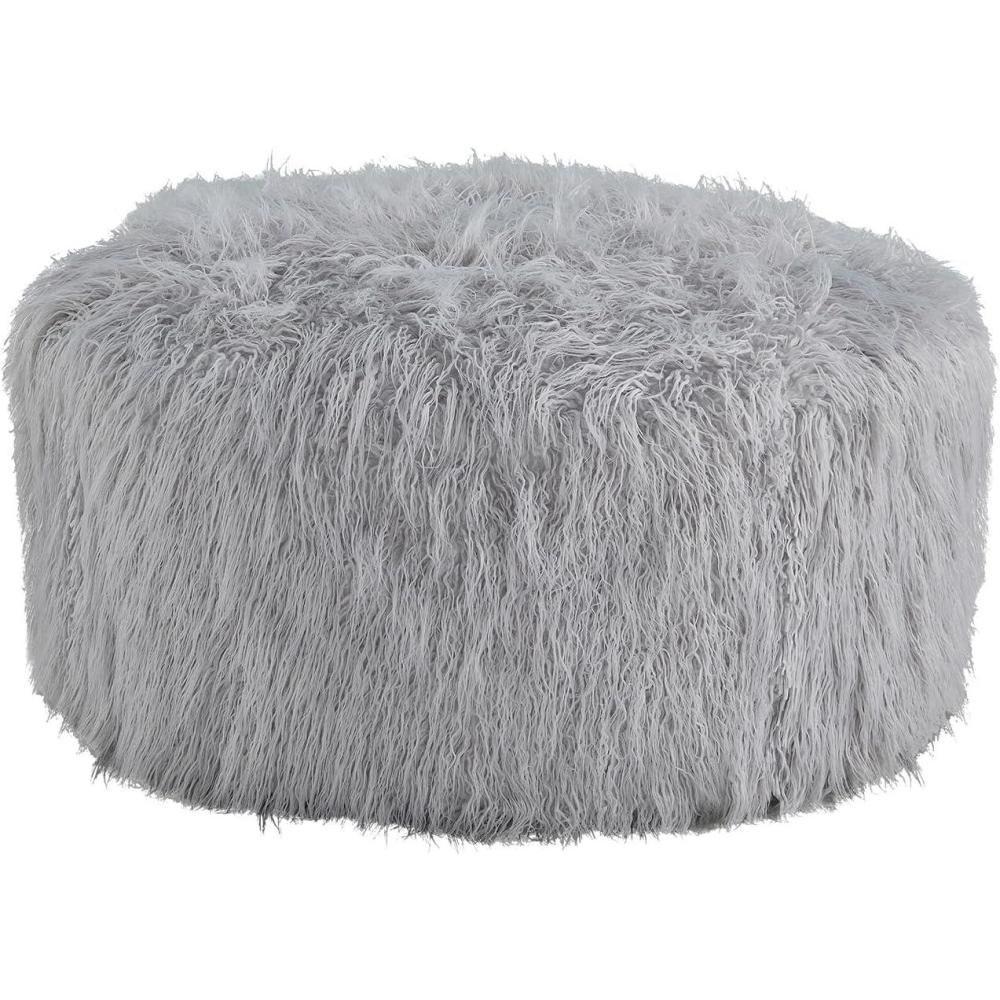 imageSignature Design by Ashley Galice Casual Faux Fur Oversized Accent Ottoman Light GrayLight Gray