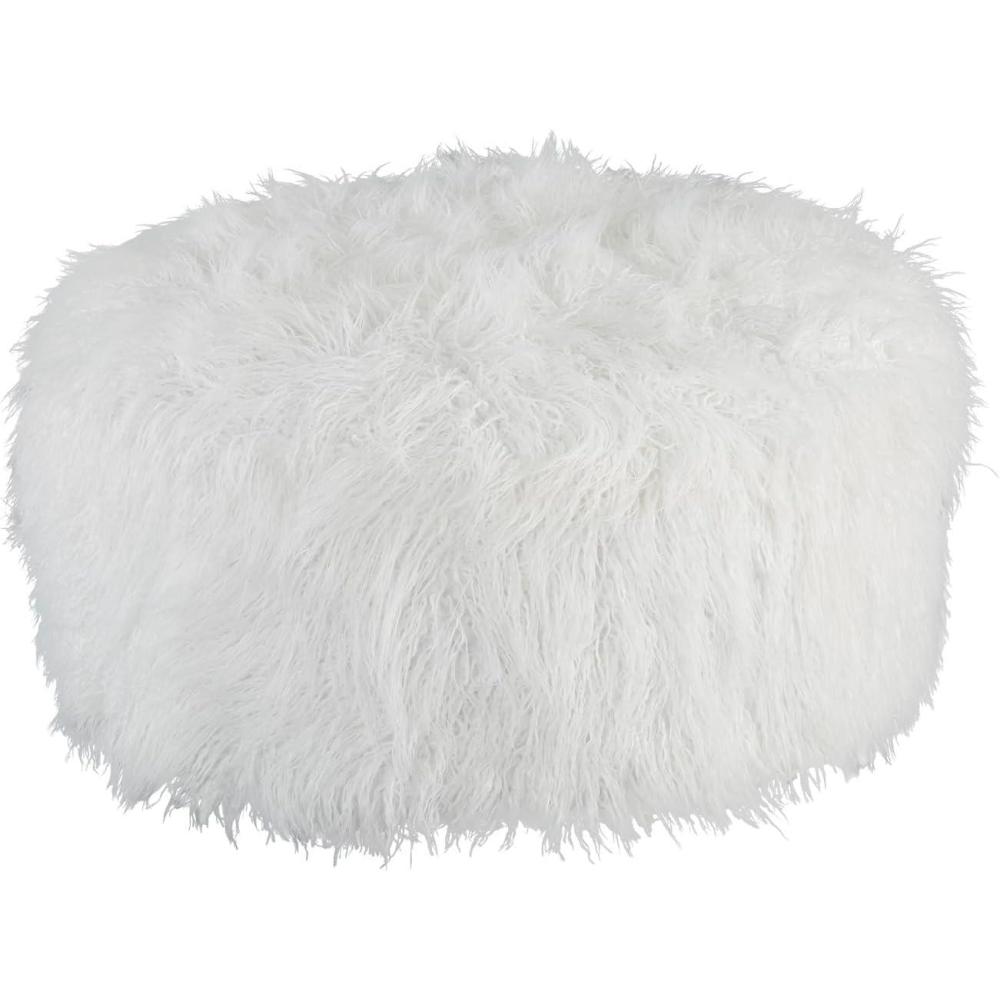 imageSignature Design by Ashley Galice Casual Faux Fur Oversized Accent Ottoman Light GrayWhite