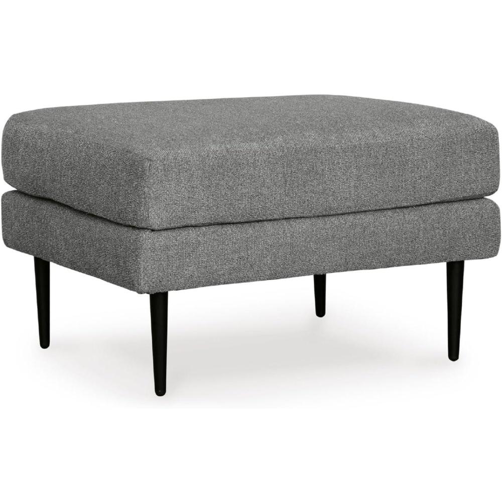imageSignature Design by Ashley Hazela Contemporary Firmly Cushioned Rectangular Ottoman with Metal Accent Legs Gray ampamp BlackGray  Black