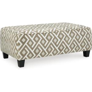 Signature Design by Ashley Dovemont Printed Oversized Accent Ottoman, Beige & White