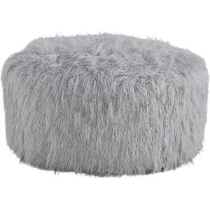 Signature Design by Ashley Galice Casual Faux Fur Oversized Accent Ottoman, Light Gray(Light Gray)