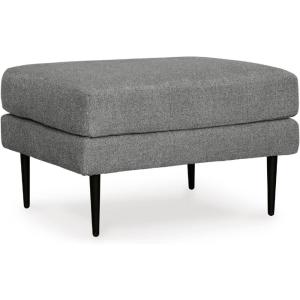 Signature Design by Ashley Hazela Contemporary Firmly Cushioned Rectangular Ottoman with Metal Accent Legs, Gray & Black(Gray & Black)
