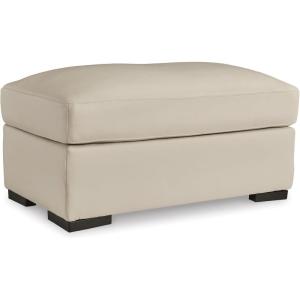 Signature Design by Ashley Treasure Trove Contemporary Leather Match Rectangular Ottoman for Living Room, Beige
