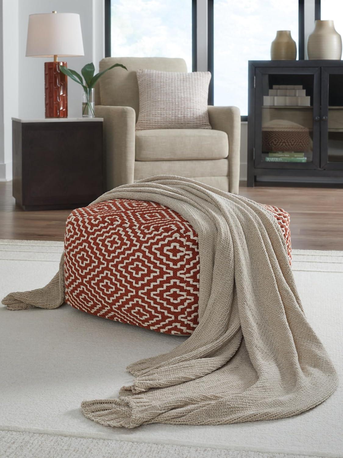 imageSignature Design by Ashley Anawood Farmhouse Washable Knitted Throw with Border Edge Dark BrownBeige