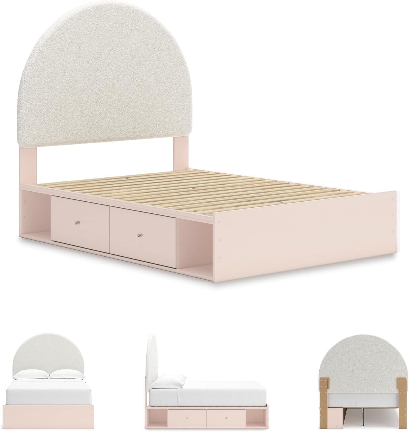 imageSignature Design by Ashley Birkmore MidCentury Modern 6Drawer Dresser with Floral Pattern Easy Glide and Safety Stop for Bedroom Light BrownBlush