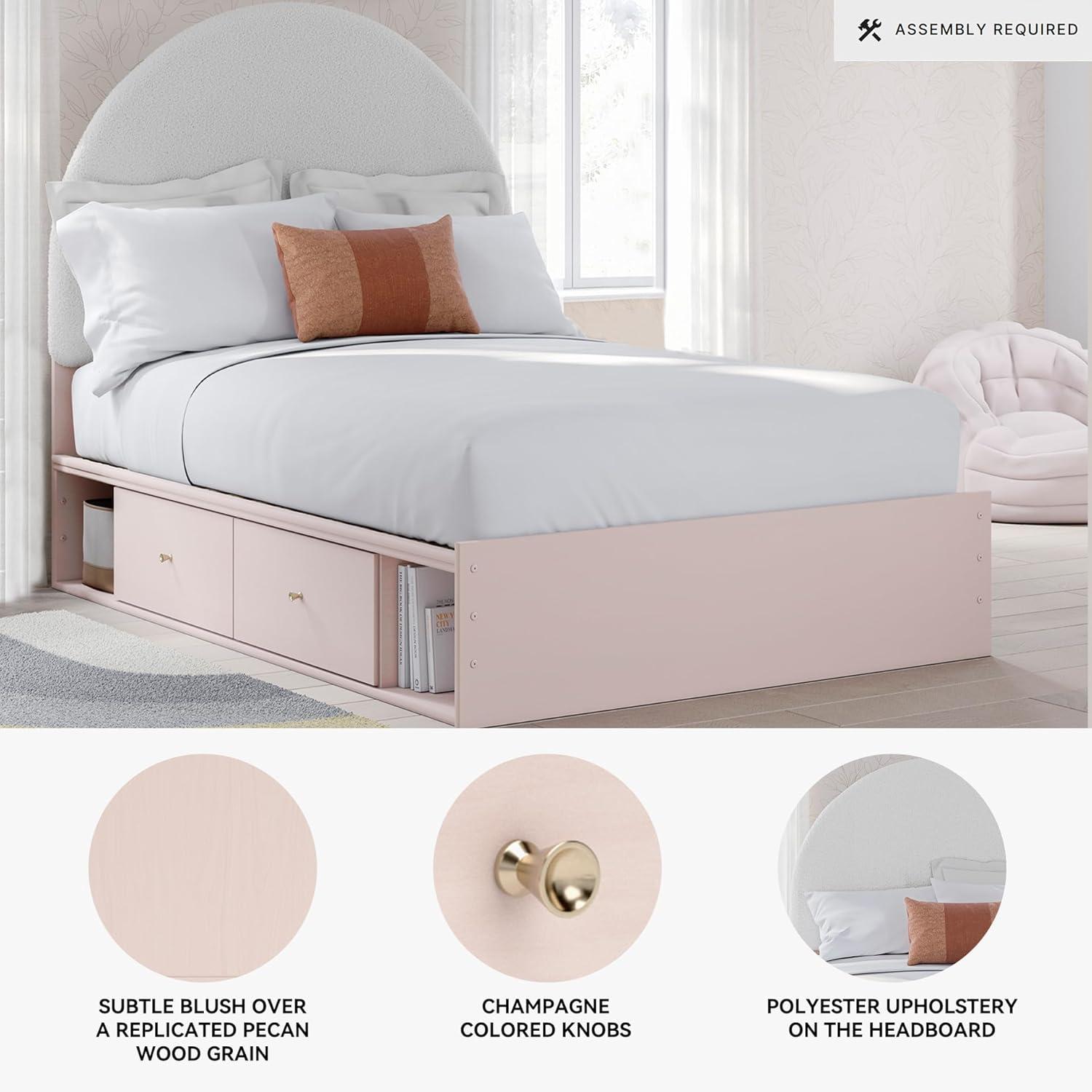 imageSignature Design by Ashley Birkmore MidCentury Modern 6Drawer Dresser with Floral Pattern Easy Glide and Safety Stop for Bedroom Light BrownBlush