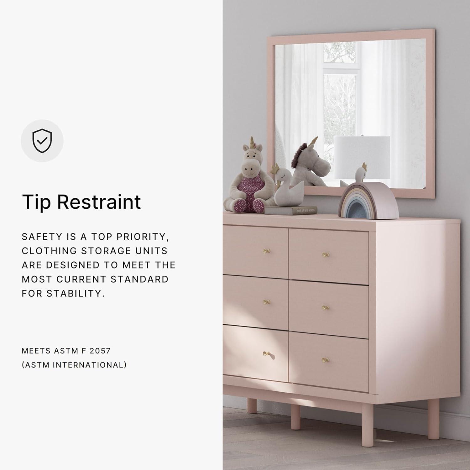 imageSignature Design by Ashley Birkmore MidCentury Modern 6Drawer Dresser with Floral Pattern Easy Glide and Safety Stop for Bedroom Light BrownBlush