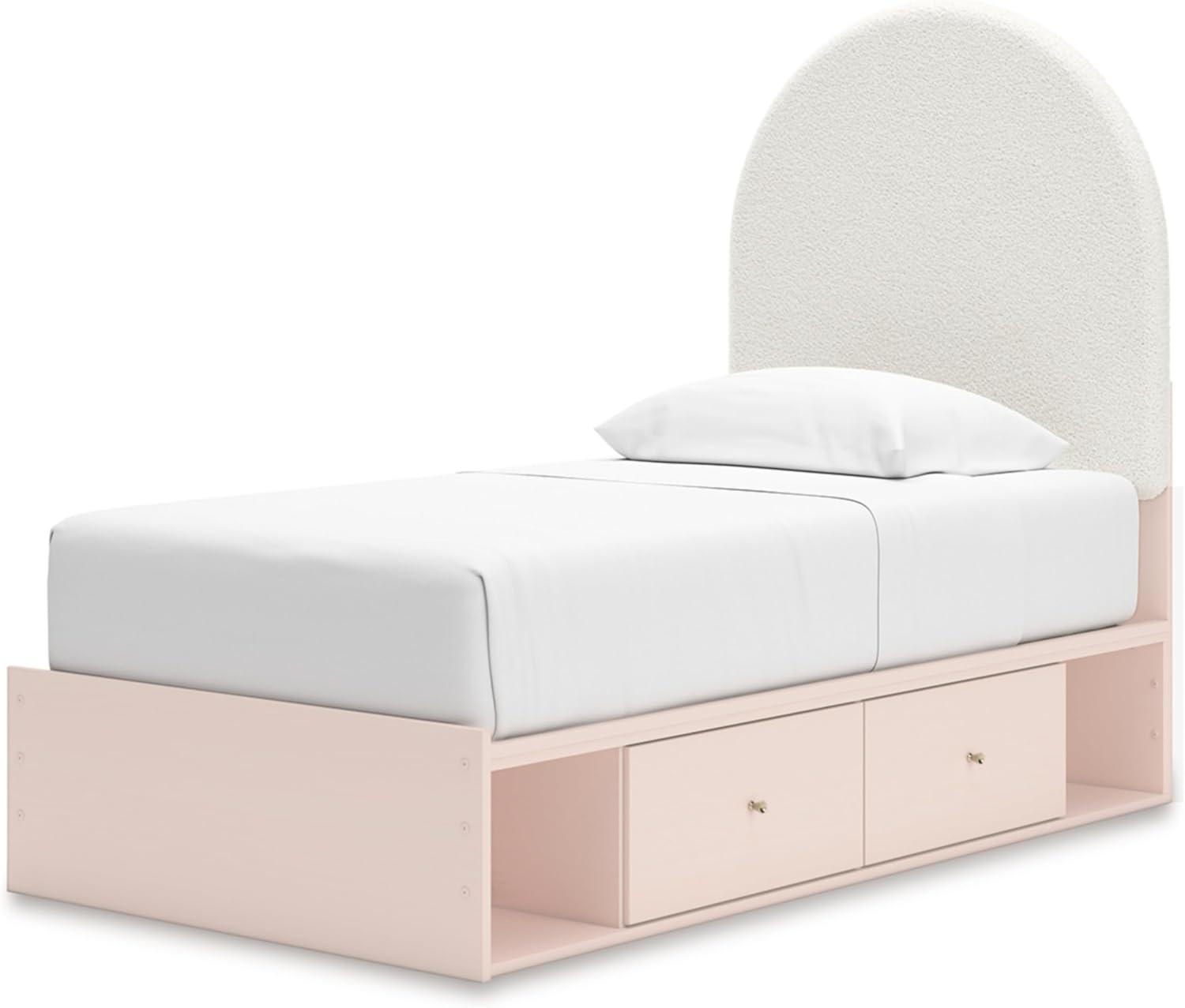 imageSignature Design by Ashley Birkmore MidCentury Modern 6Drawer Dresser with Floral Pattern Easy Glide and Safety Stop for Bedroom Light BrownBlush