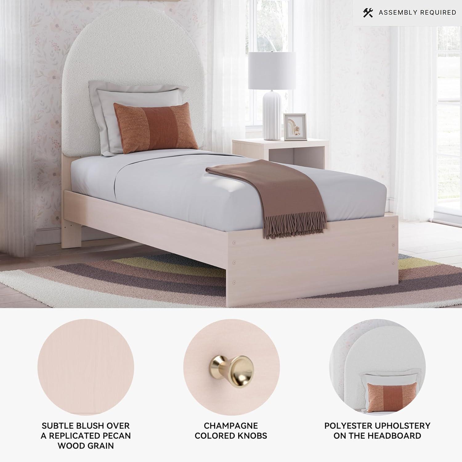 imageSignature Design by Ashley Birkmore MidCentury Modern 6Drawer Dresser with Floral Pattern Easy Glide and Safety Stop for Bedroom Light BrownBlush