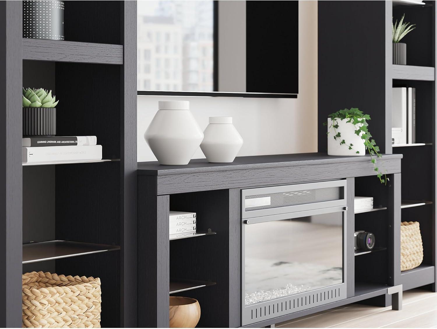 imageSignature Design by Ashley Cayberry Modern 3Piece Entertainment Center with Electric Fireplace for TVs up to 68quot Black