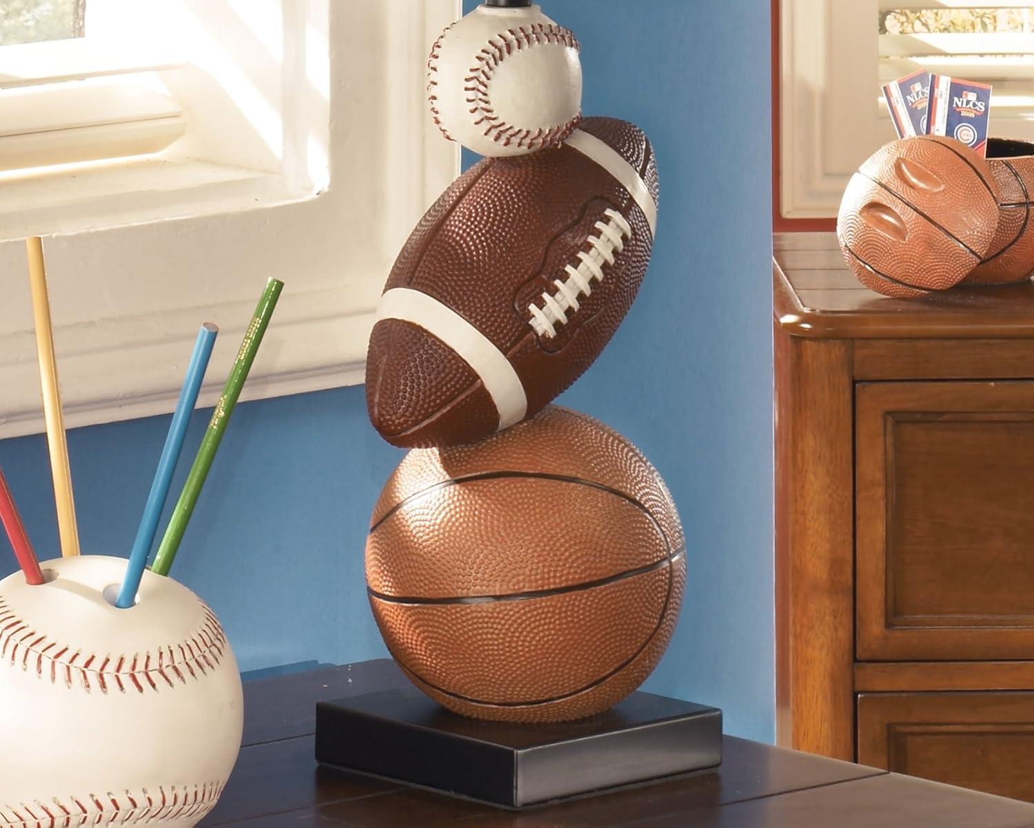 imageSignature Design by Ashley Nyx Youth 24quot Baseball ampamp Football Athletic Table Lamp Brown ampamp OrangeSportThemed