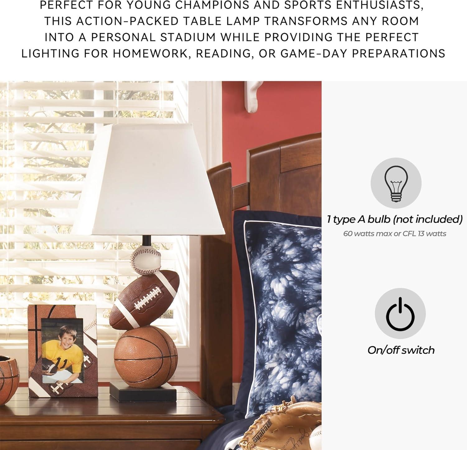 imageSignature Design by Ashley Nyx Youth 24quot Baseball ampamp Football Athletic Table Lamp Brown ampamp OrangeSportThemed