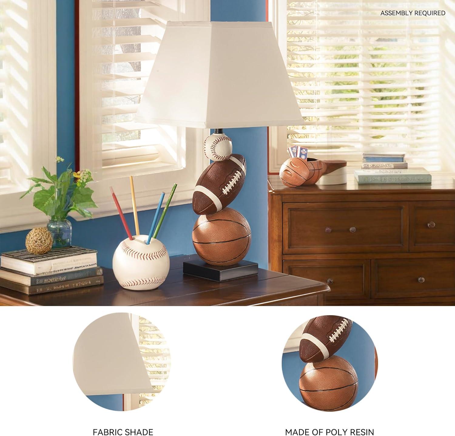 imageSignature Design by Ashley Nyx Youth 24quot Baseball ampamp Football Athletic Table Lamp Brown ampamp OrangeSportThemed