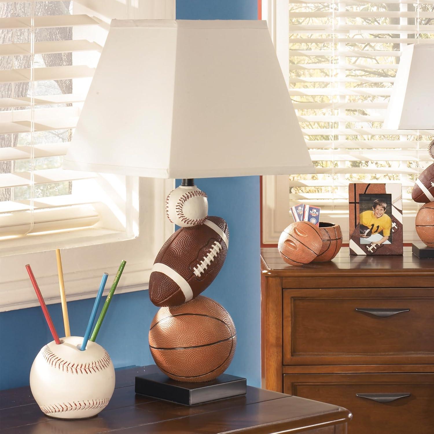 imageSignature Design by Ashley Nyx Youth 24quot Baseball ampamp Football Athletic Table Lamp Brown ampamp OrangeSportThemed