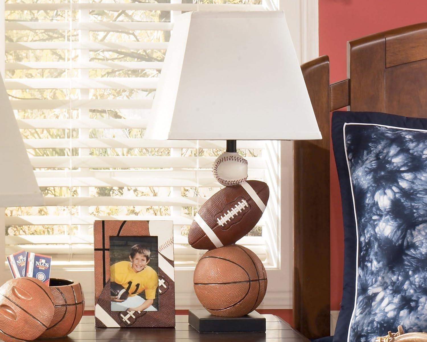 imageSignature Design by Ashley Nyx Youth 24quot Baseball ampamp Football Athletic Table Lamp Brown ampamp OrangeSportThemed