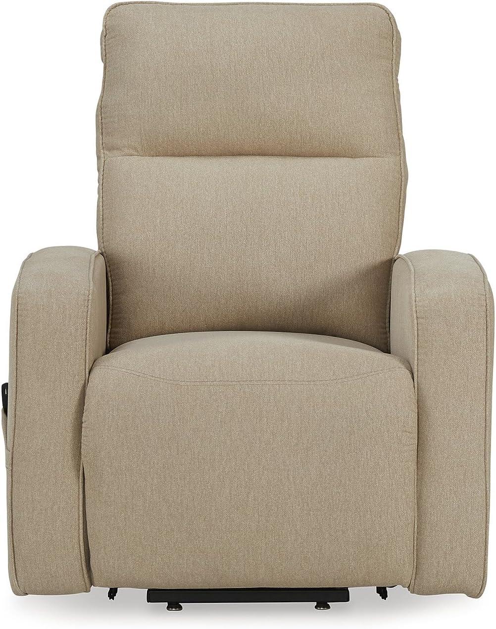 imageSignature Design by Ashley Starganza Modern Stain Resistant Power Lift Recliner with Heat Massage Function and Side Pocket BeigeBeige