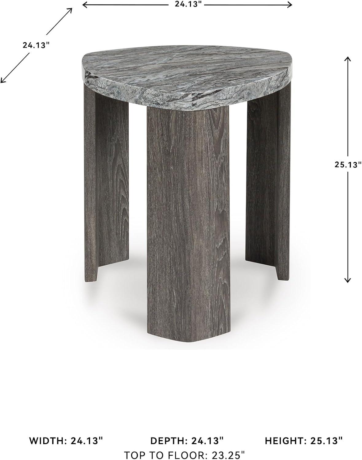 imageSignature Design by Ashley Surmour Contemporary End Table with Faux Marble Top Light GrayEnd Table