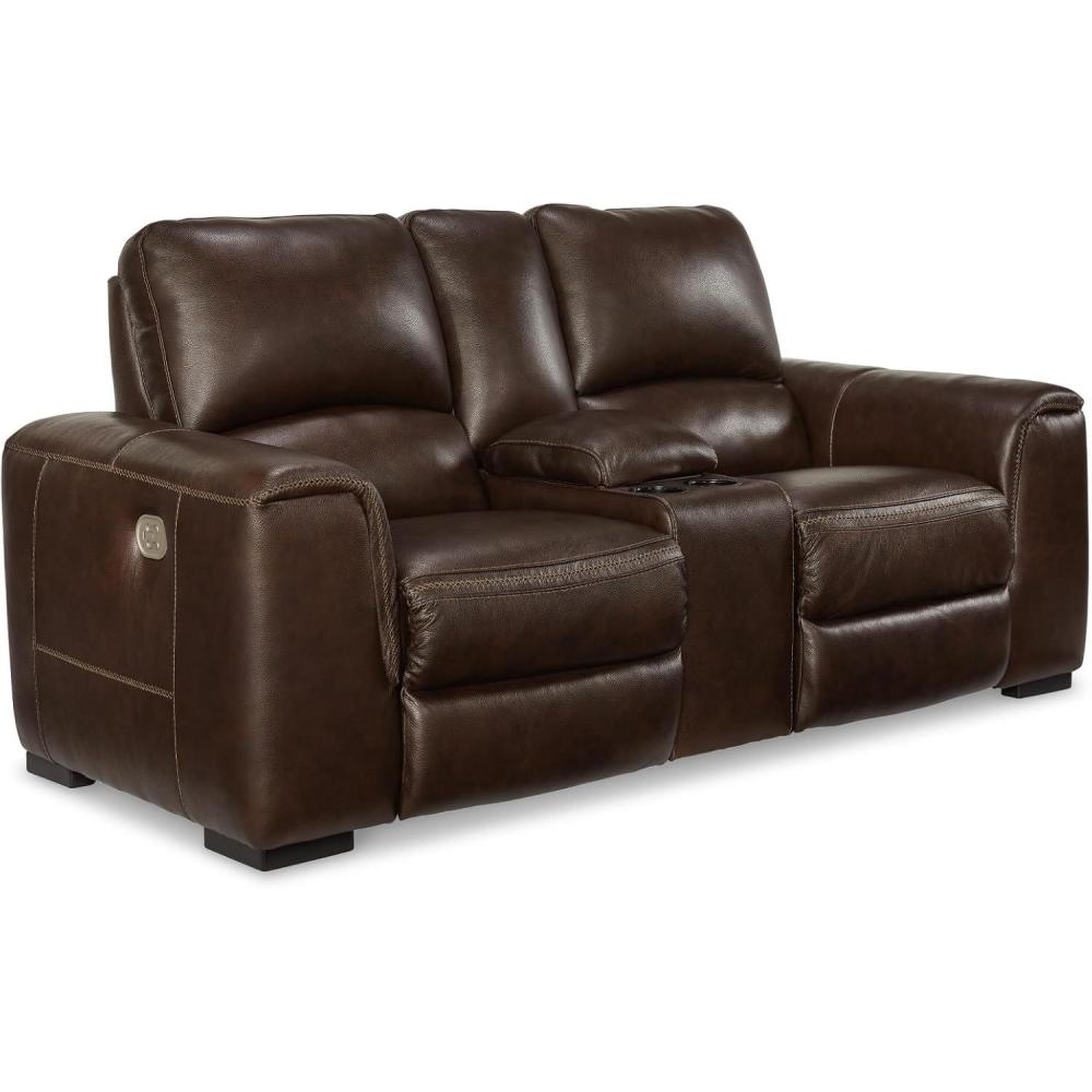 imageSignature Design by Ashley Alessandro Modern Power Recliner with Adjustable Headrest Dark BrownDark Brown
