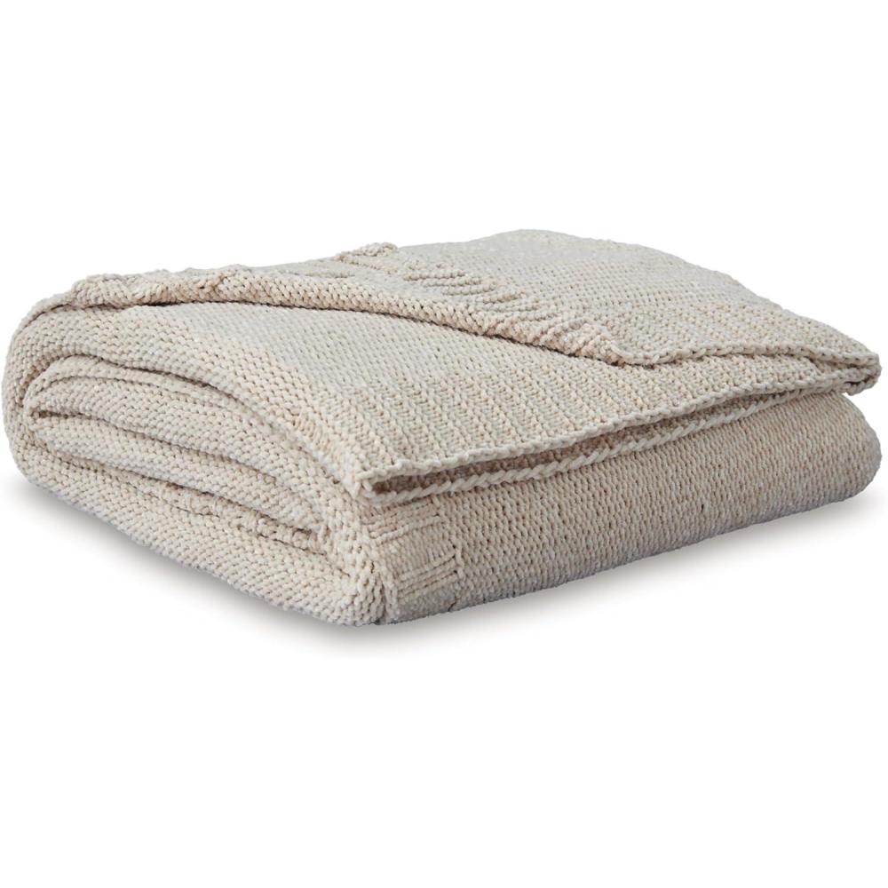 imageSignature Design by Ashley Anawood Farmhouse Washable Knitted Throw with Border Edge Dark BrownBeige