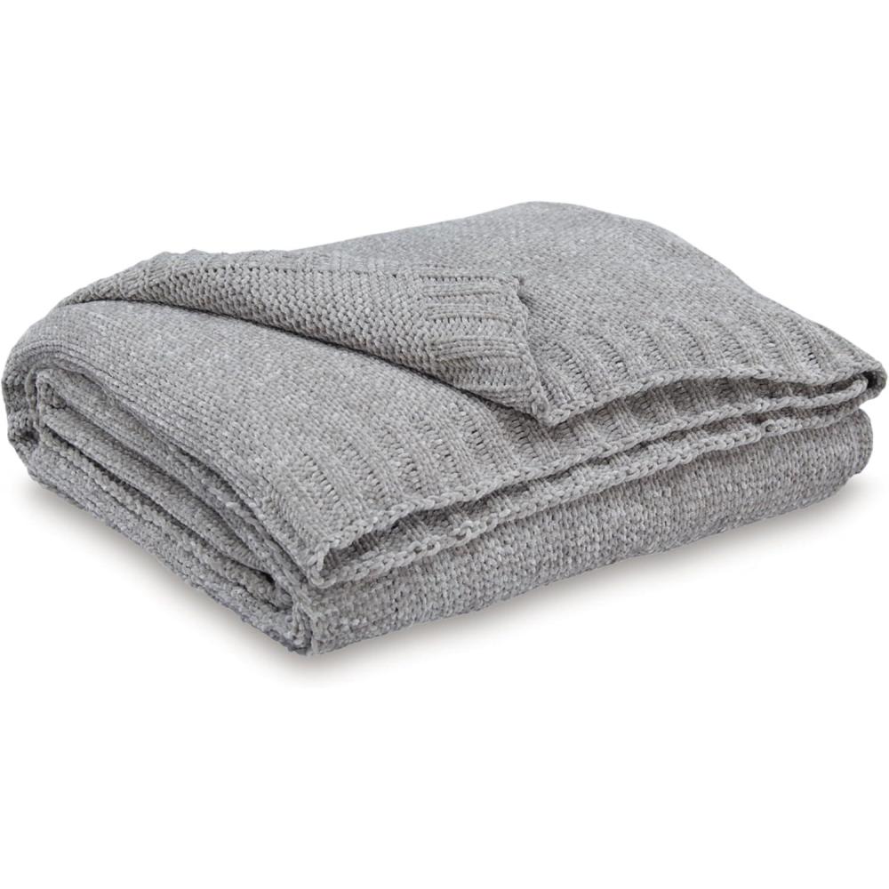 imageSignature Design by Ashley Anawood Farmhouse Washable Knitted Throw with Border Edge Dark BrownLight Gray
