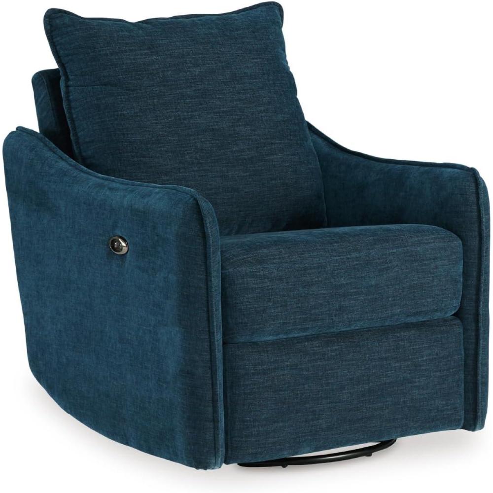 imageSignature Design by Ashley McBurg Contemporary Swivel Power Recliner with USB Ports Light GrayBlue