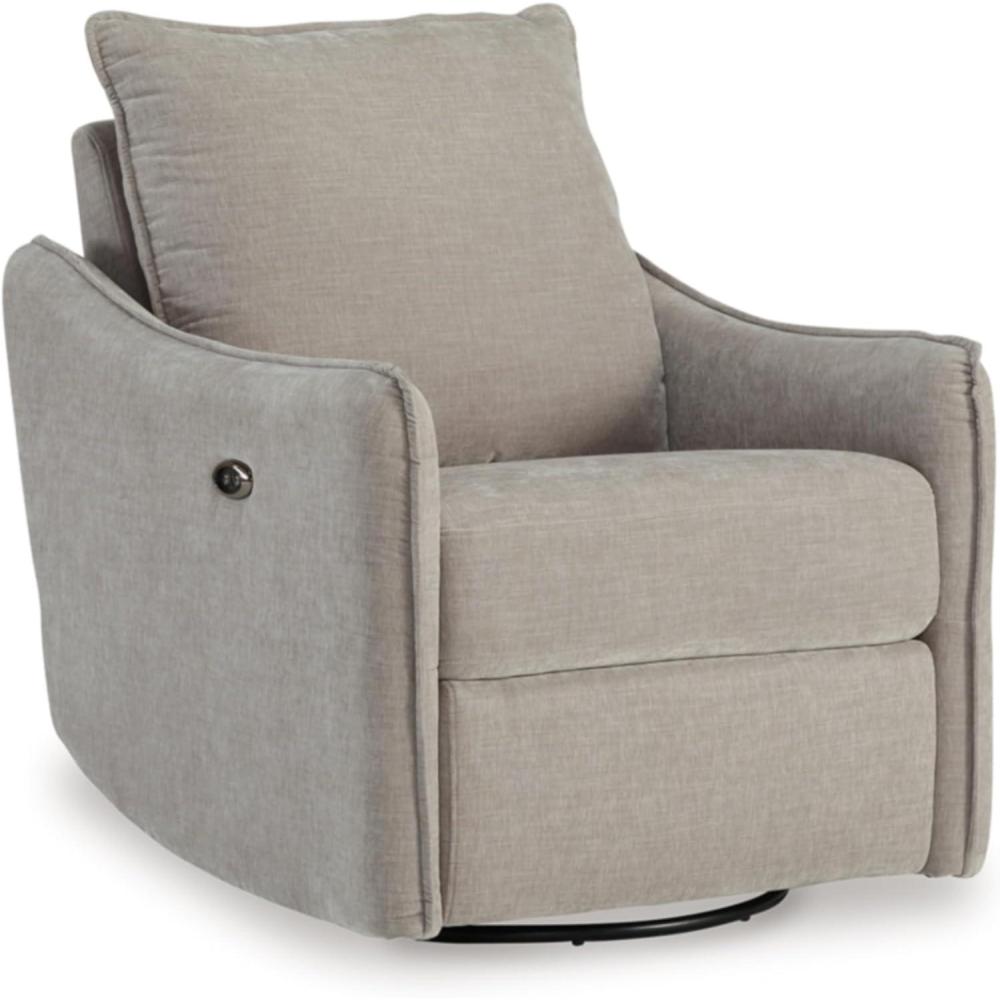 imageSignature Design by Ashley McBurg Contemporary Swivel Power Recliner with USB Ports Light GrayLight Gray