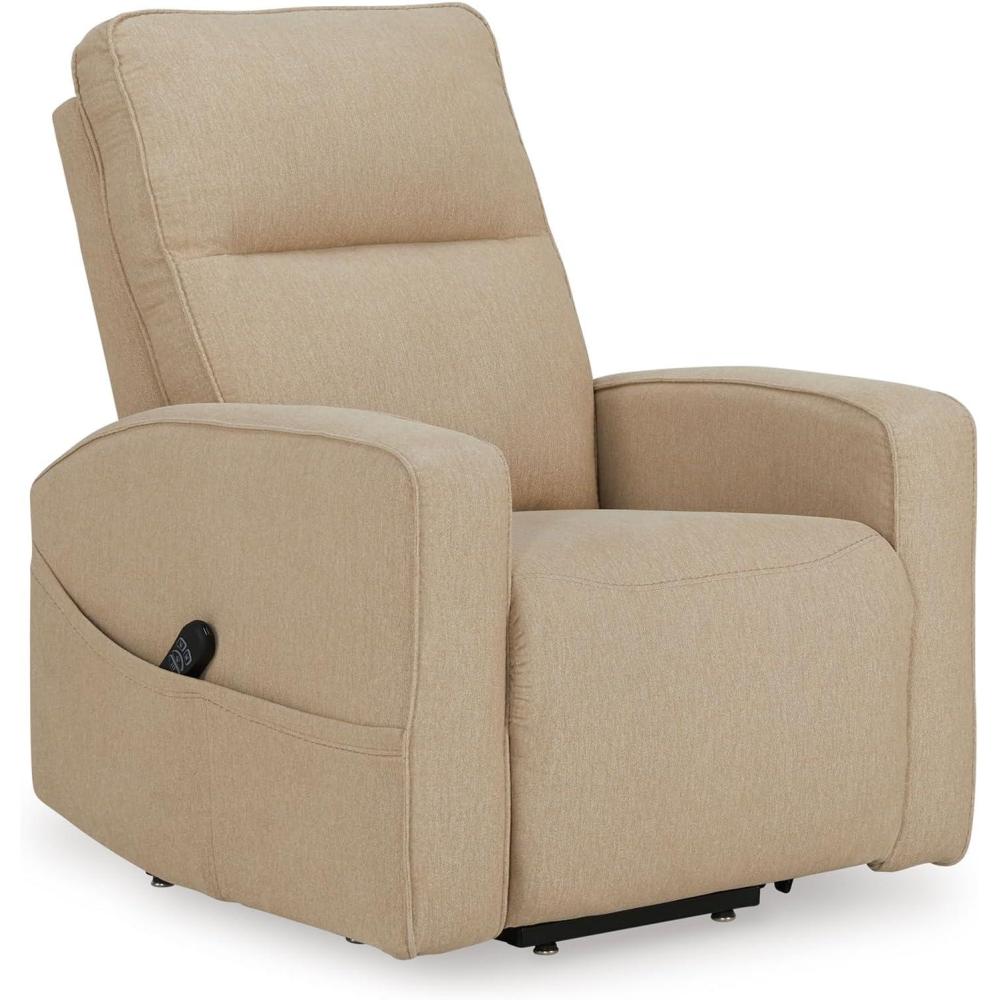 imageSignature Design by Ashley Starganza Modern Stain Resistant Power Lift Recliner with Heat Massage Function and Side Pocket BeigeBeige