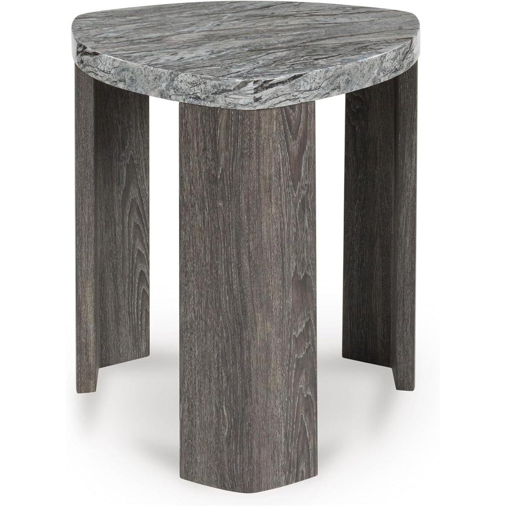 imageSignature Design by Ashley Surmour Contemporary End Table with Faux Marble Top Light GrayEnd Table