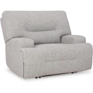 Signature Design by Ashley Acklen Place Contemporary Indoor Zero-Gravity Stain Resistant Oversized Upholstered Power Recliner with Adjustable Headrest and USB Port, Light Gray(Light Gray)