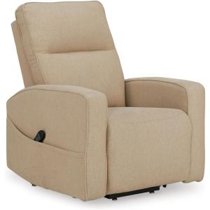 Signature Design by Ashley Starganza Modern Stain Resistant Power Lift Recliner with Heat, Massage Function and Side Pocket, Beige(Beige)