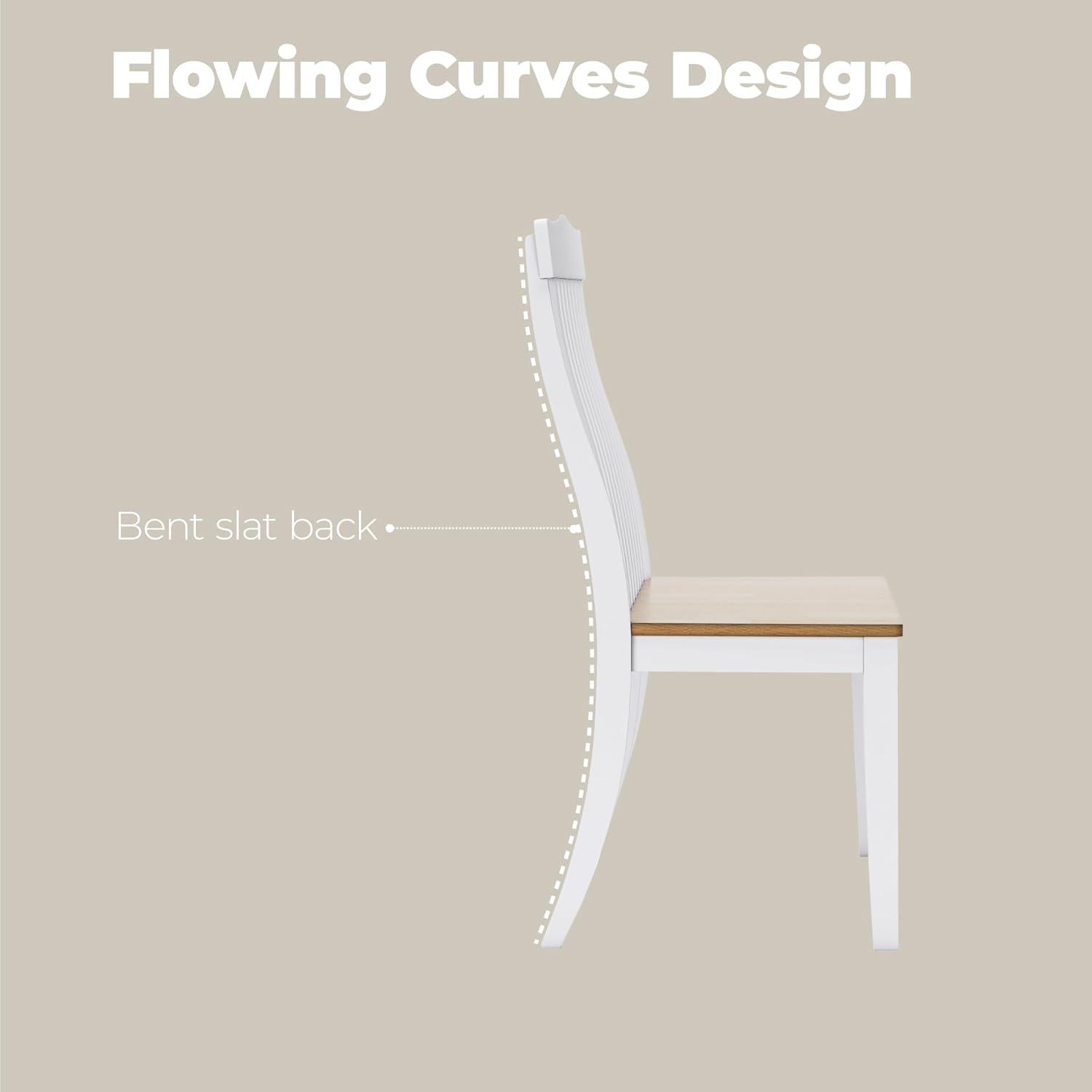 imageSignature Design by Ashley Ashbryn Farmhouse Armless Dining Double Chair with Bent Slat Back White ampamp Light Brown