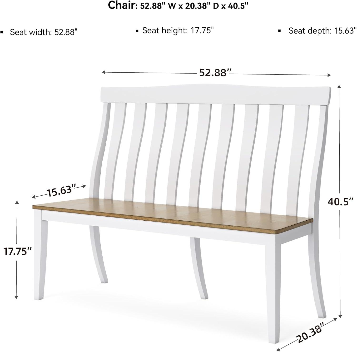 imageSignature Design by Ashley Ashbryn Farmhouse Armless Dining Double Chair with Bent Slat Back White ampamp Light Brown