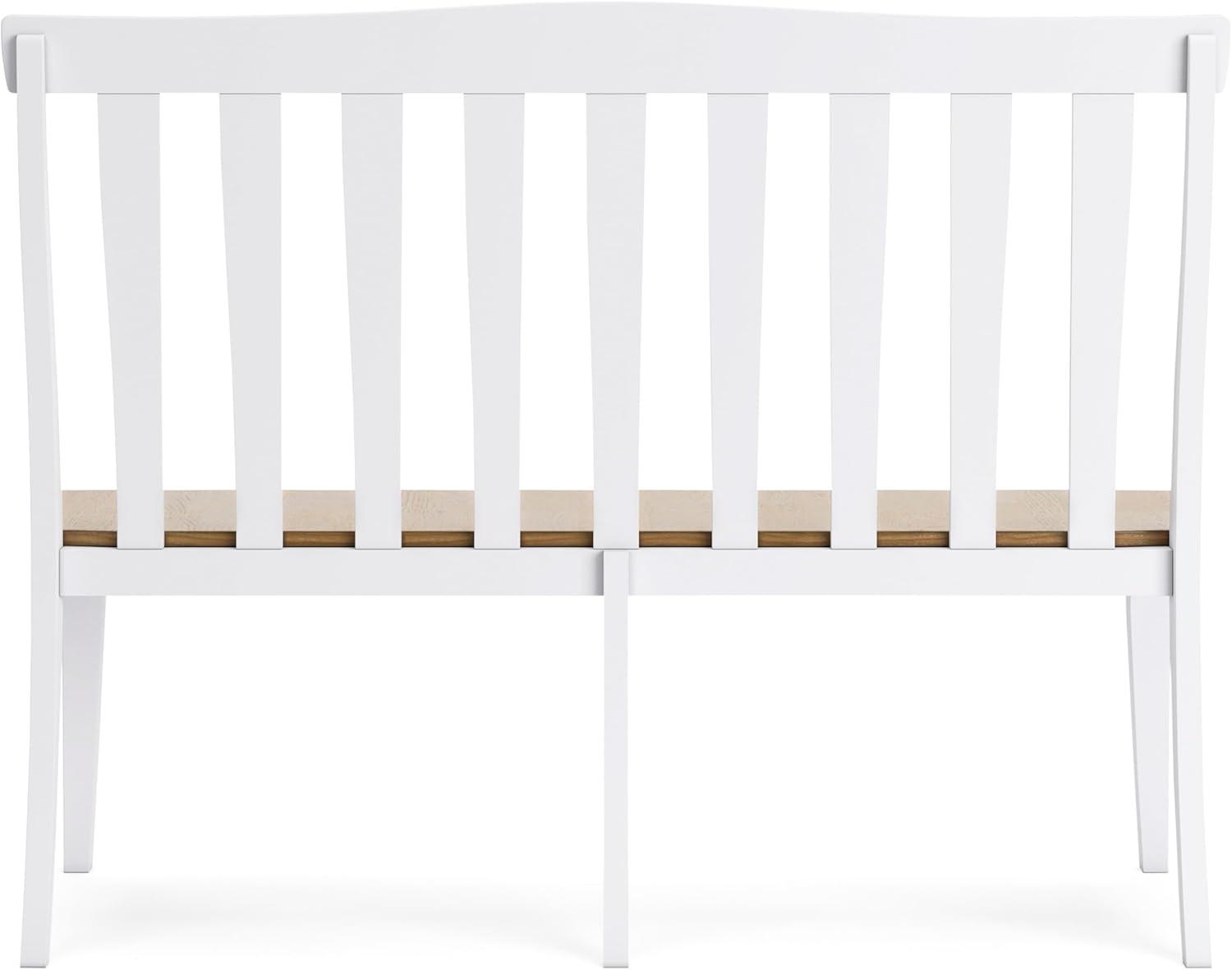 imageSignature Design by Ashley Ashbryn Farmhouse Armless Dining Double Chair with Bent Slat Back White ampamp Light Brown