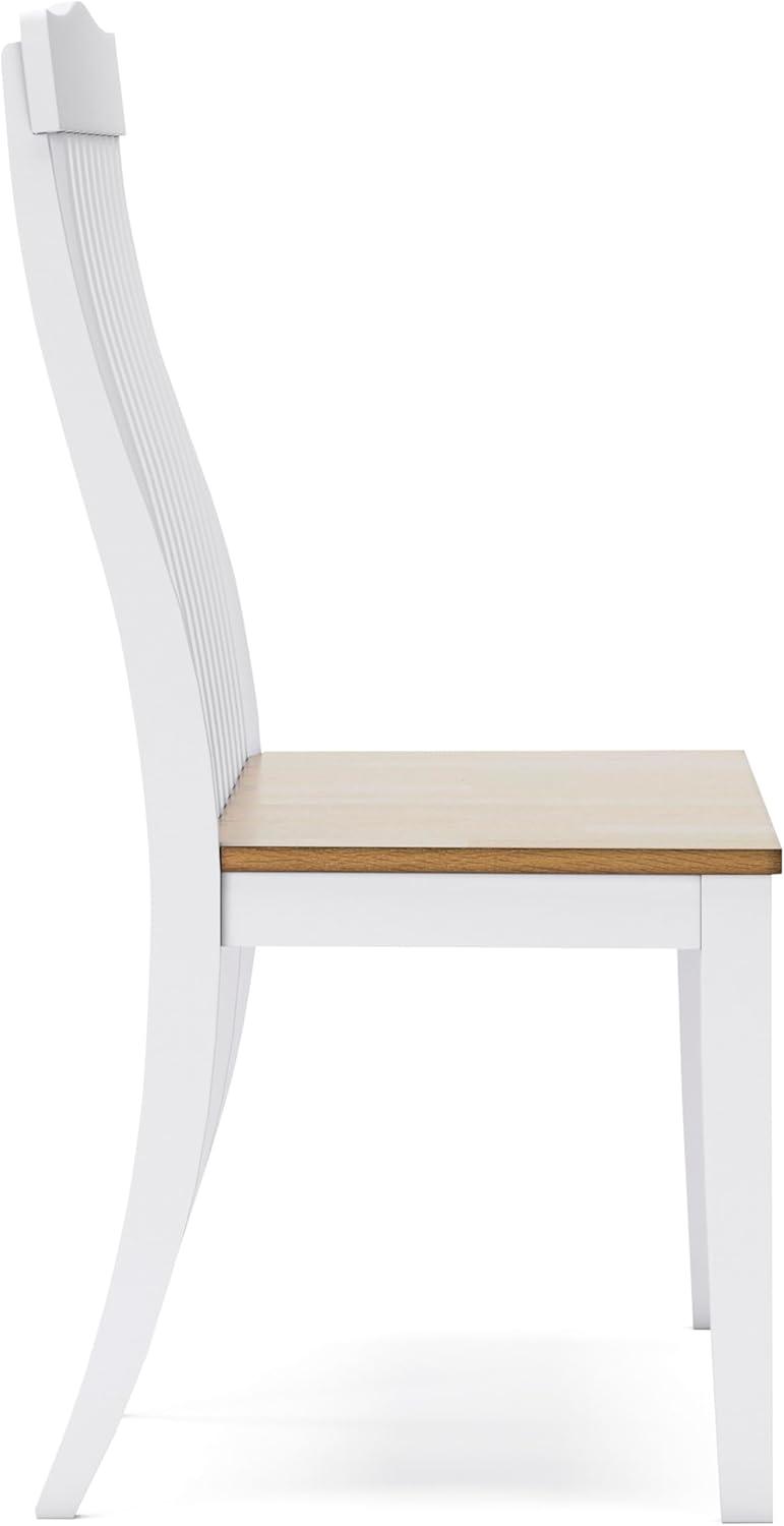 imageSignature Design by Ashley Ashbryn Farmhouse Armless Dining Double Chair with Bent Slat Back White ampamp Light Brown