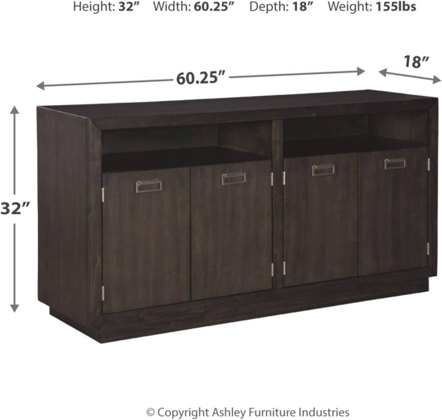 imageSignature Design by Ashley Hyndell 6013quot Contemporary Dining Room Buffet Cabinet or Server Dark Brown