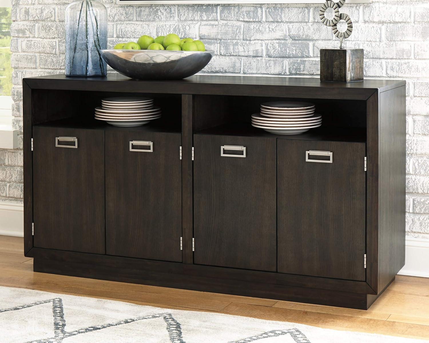 imageSignature Design by Ashley Hyndell 6013quot Contemporary Dining Room Buffet Cabinet or Server Dark Brown