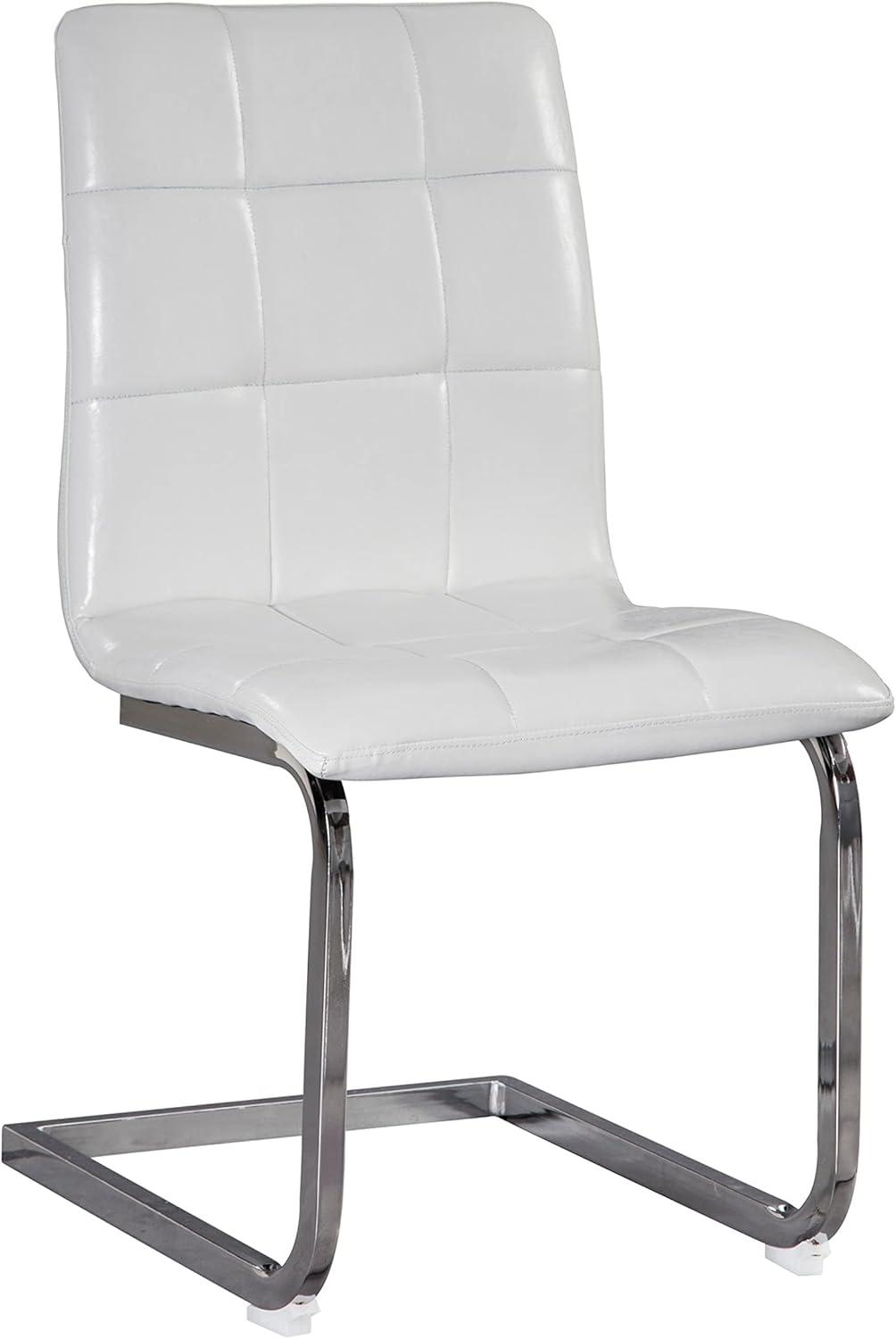 imageSignature Design by Ashley Madanere Contemporary Faux Leather Upholstered Dining Chair 4 Count WhiteWhite