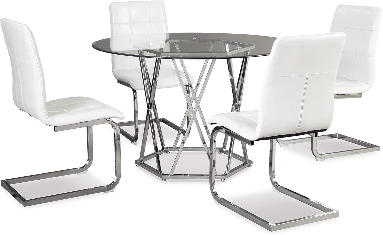 imageSignature Design by Ashley Madanere Contemporary Faux Leather Upholstered Dining Chair 4 Count WhiteWhite