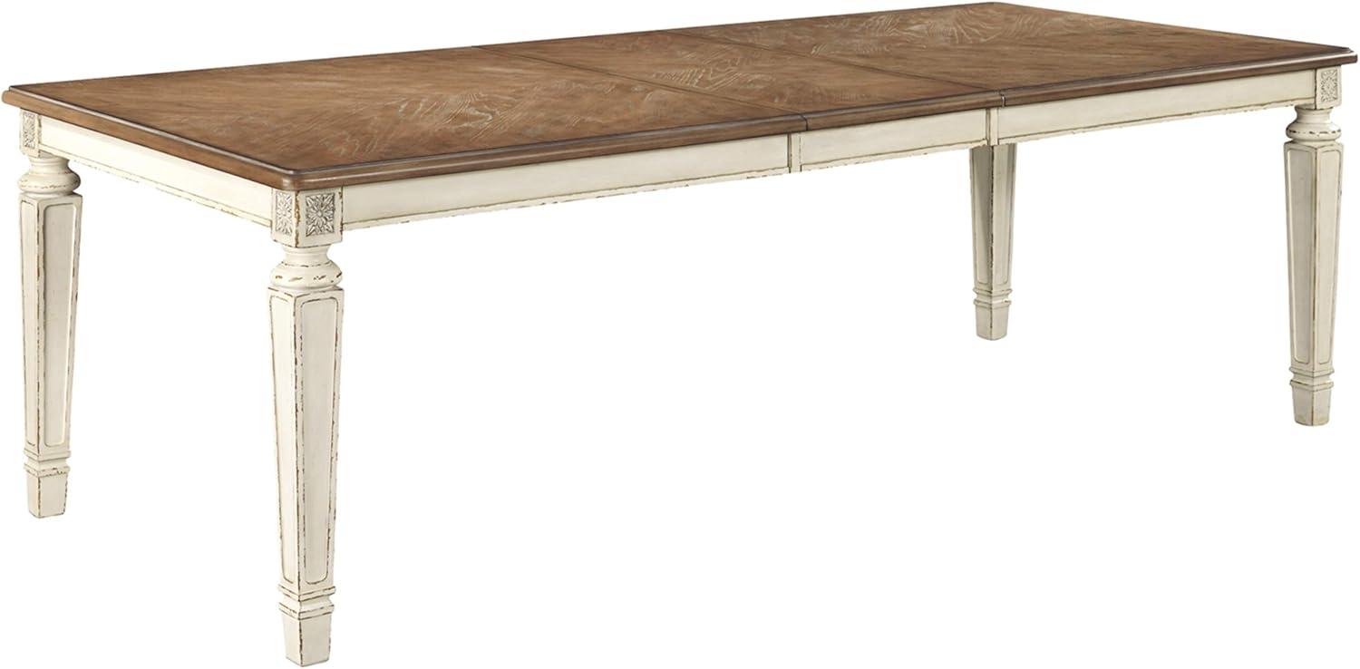 imageSignature Design by Ashley Realyn French Country Dining Extension Table Seats up to 8 Chipped White and 2 Upholstered Dining Chairs