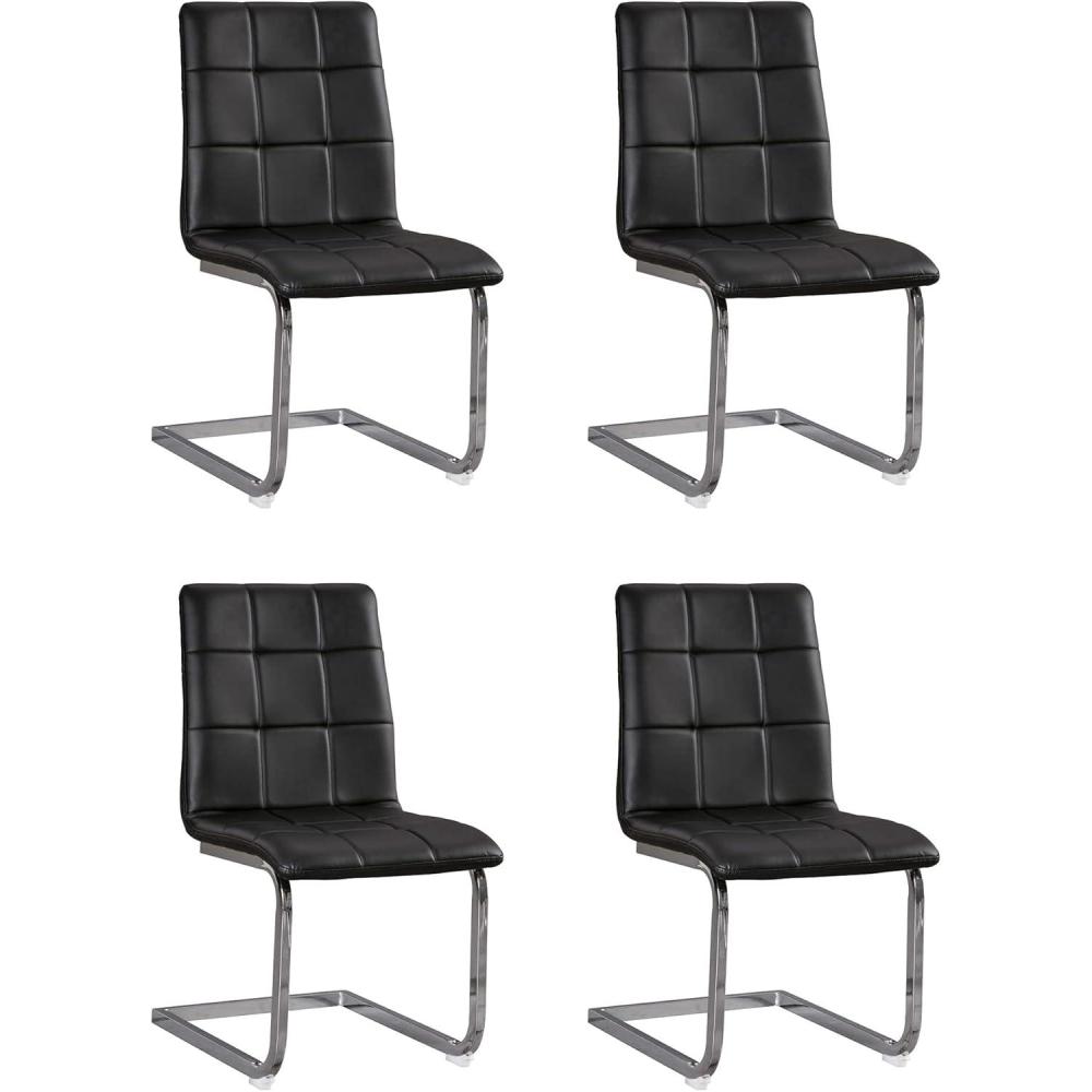 imageSignature Design by Ashley Madanere Contemporary Faux Leather Upholstered Dining Chair 4 Count WhiteBlack