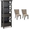 imageSignature Design Ashley Tyler Creek 75quot Farmhouse Display Cabinet ampamp 2 Count Urban Farmhouse Dining Chairs Almost Black